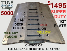 TireShark brand Traffic Spikes by TrafficSpikesUSA.com / Monsoon Mfg. LLC. One-way access control systems for road traffic, retractable tire poppers, Tiger Teeth, Cobra, Enforcer motorized spike strips for in-ground & surface installation, directional treadle systems for in-bound and out-bound pneumatic tires. Discount: apartment complex, shopping center, mall, airport, military base, factory and business to protect parking lot, employee, security, public access, commercial property. Contractors welcome.